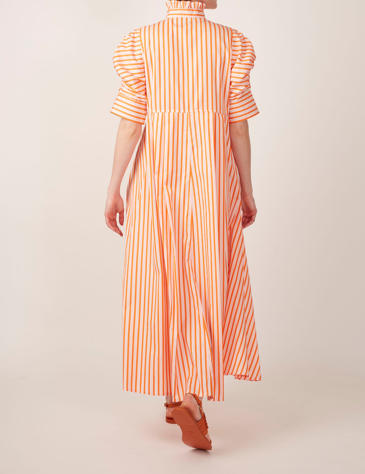 Back view of Venetia Mayfair - Orange, Salmon & White Dress by Thierry Colson