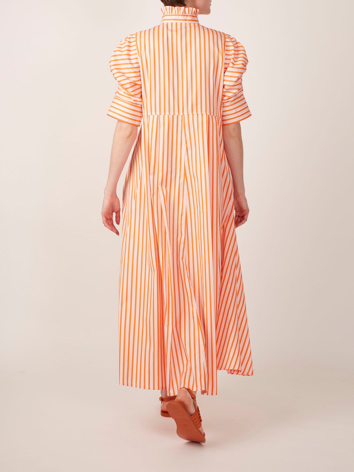 Back view of Venetia Mayfair - Orange, Salmon & White Dress by Thierry Colson