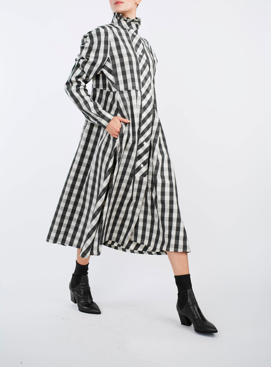 Winter Shirt Dress - Black & White