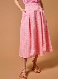 Wynona Skirt - Mughal Blockprint - Candy Pink