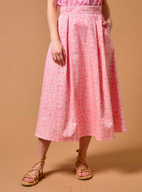 Wynona Skirt - Mughal Blockprint - Candy Pink