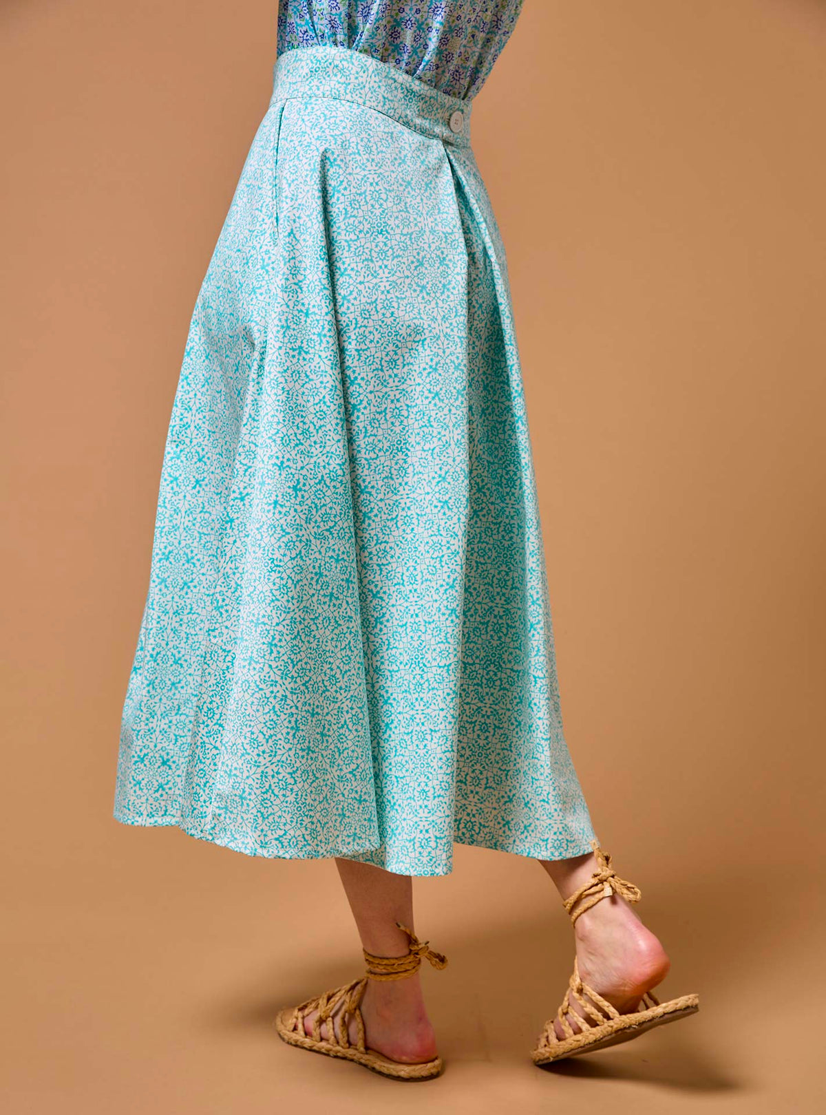 Wynona Skirt - Mughal Blockprint - Turquoise