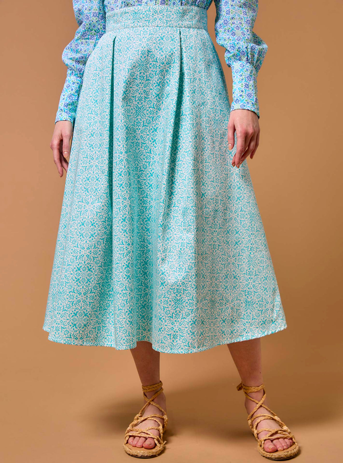 Wynona Skirt - Mughal Blockprint - Turquoise