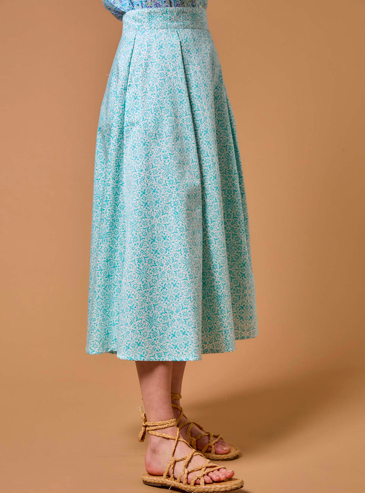 Wynona Skirt - Mughal Blockprint - Turquoise