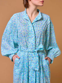 Yvonne knee dress - Mughal Blockprint- Multico Blue