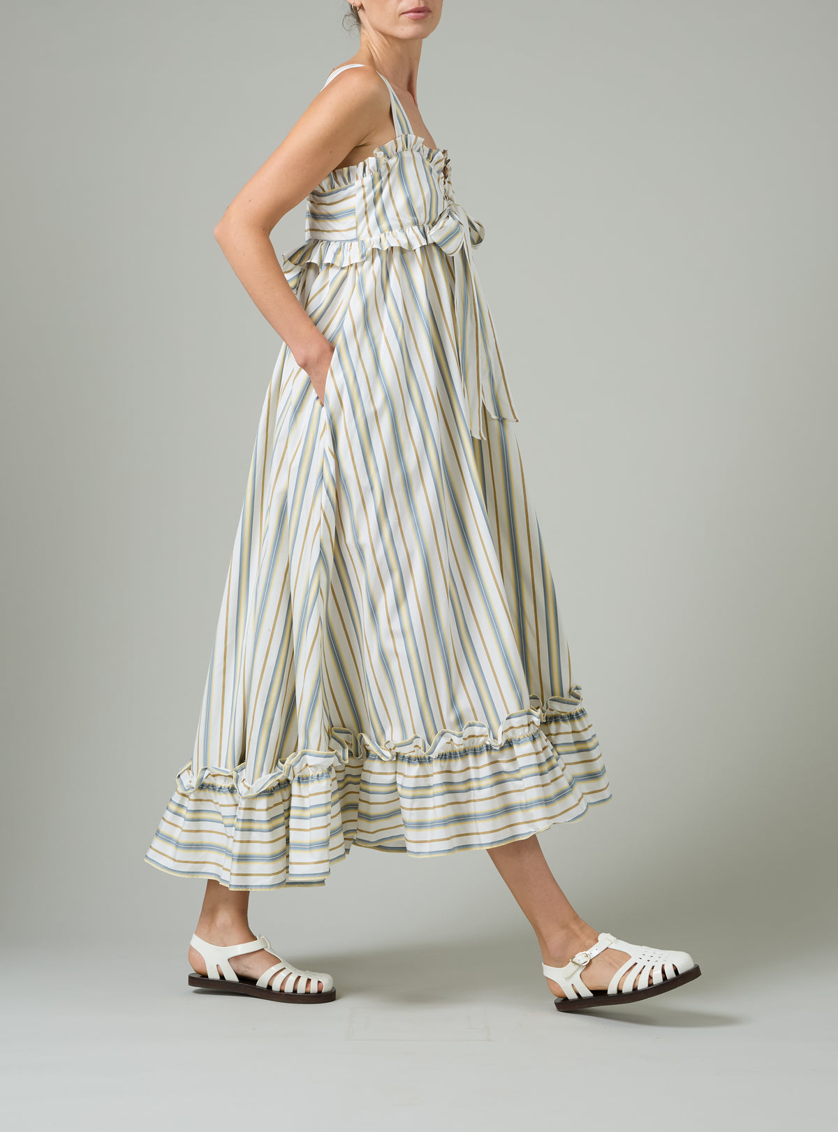 Valentina dress - Yellow & Grey - Capri Stripes