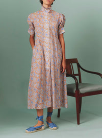 Venetia Dress - Parrot Print - Arancio / Lavender