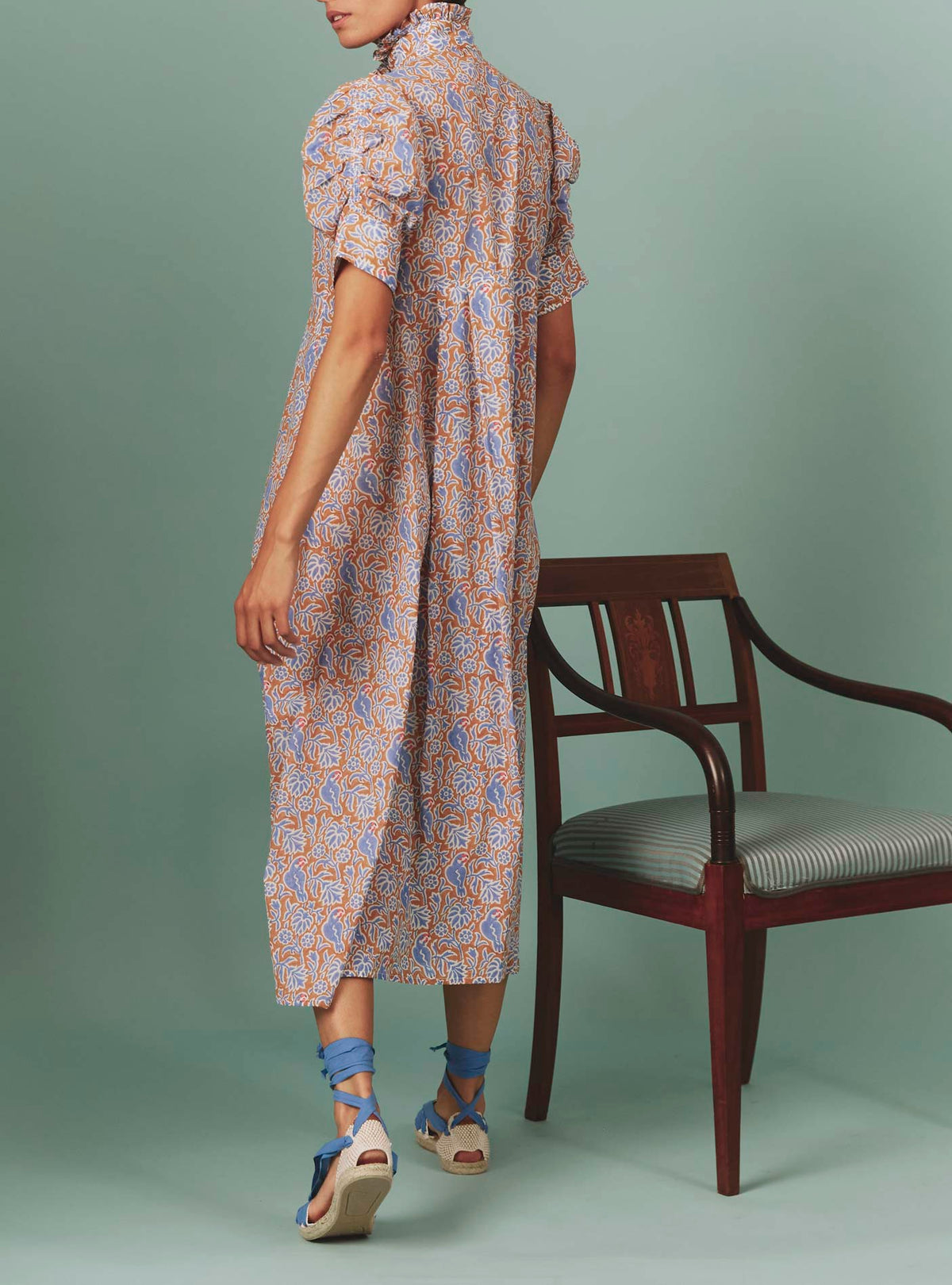 Venetia Dress - Parrot Print - Arancio / Lavender