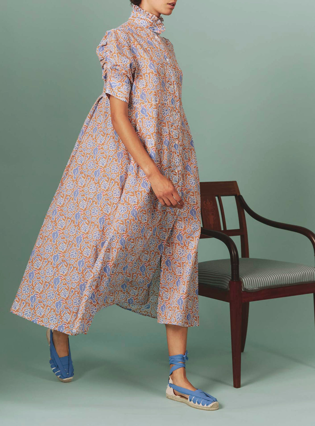 Venetia Dress - Parrot Print - Arancio / Lavender