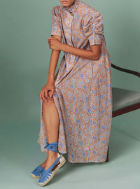 Venetia Dress - Parrot Print - Arancio / Lavender