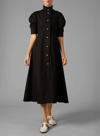 Venetia Dress - Plain Poplin - Black