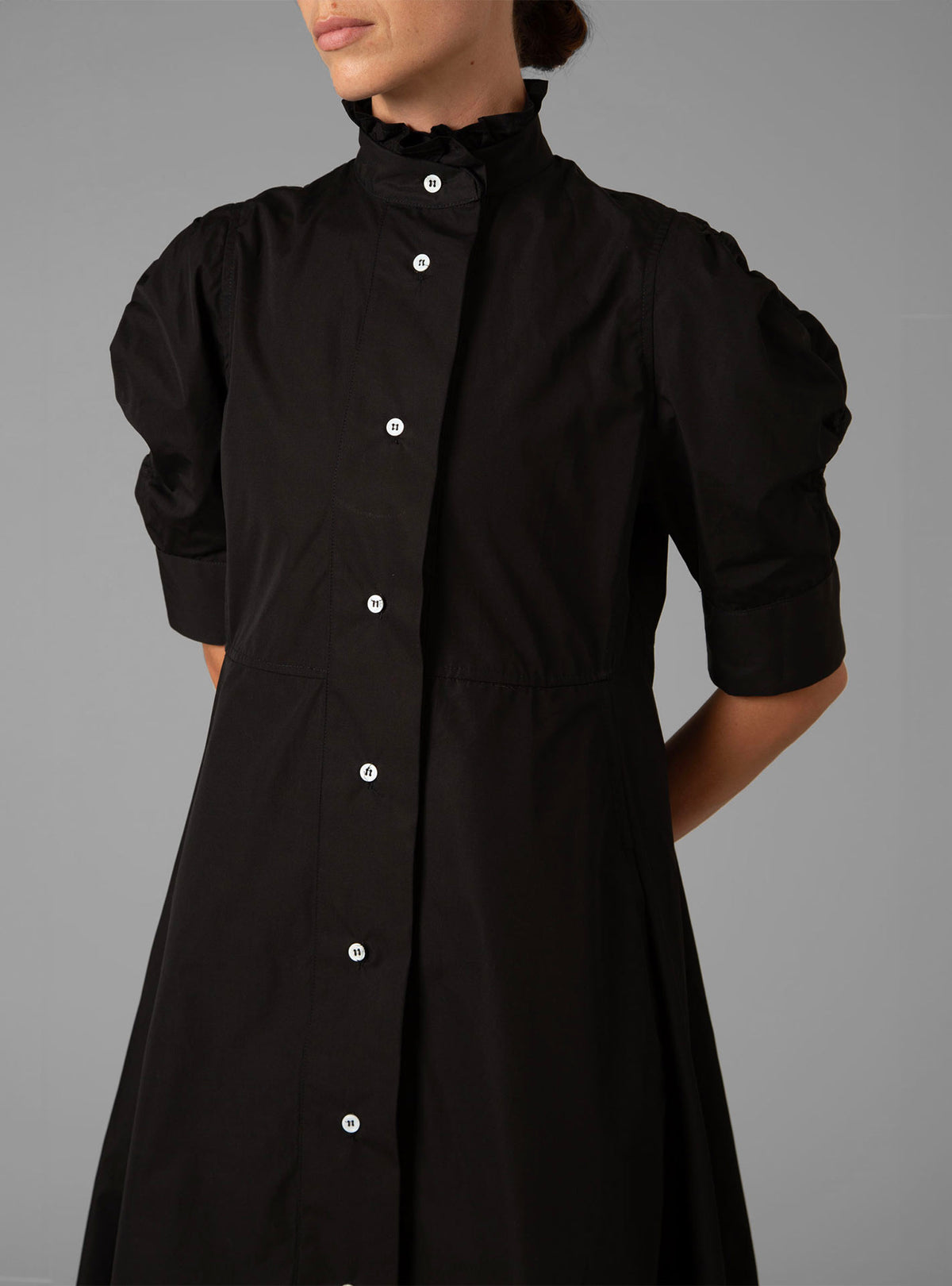 Venetia Dress - Plain Poplin - Black