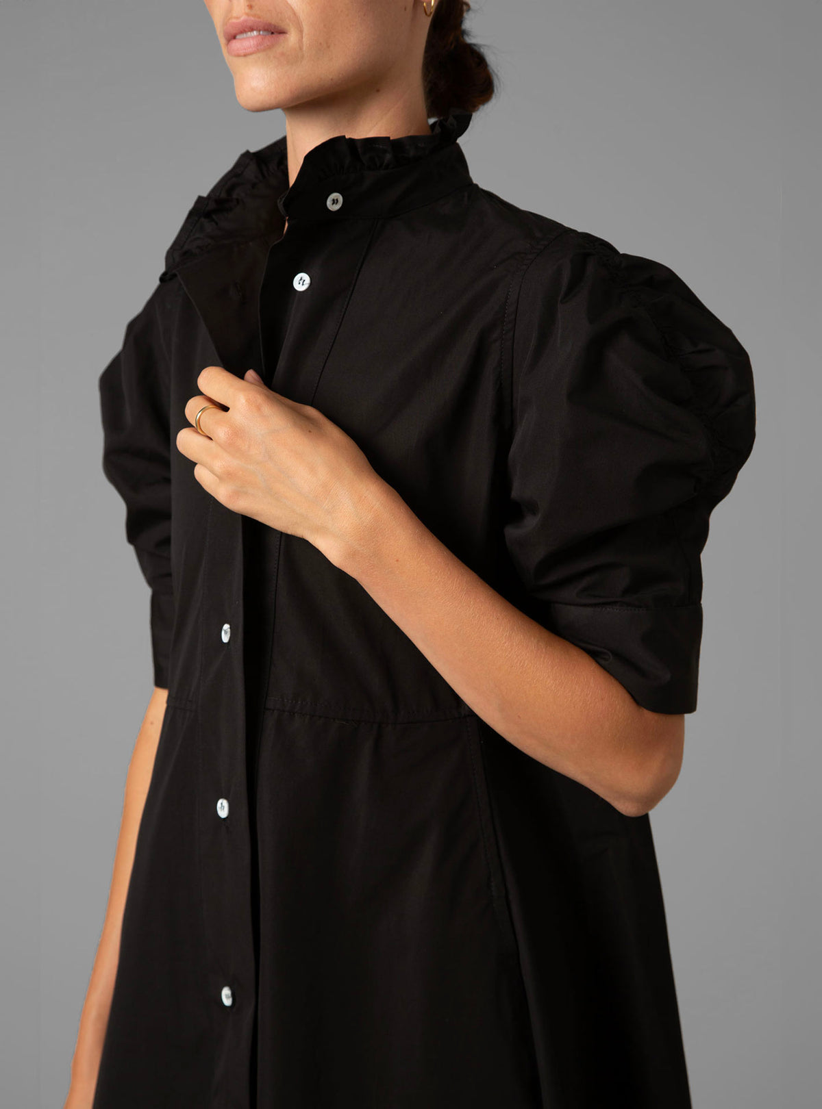 Venetia Dress - Plain Poplin - Black
