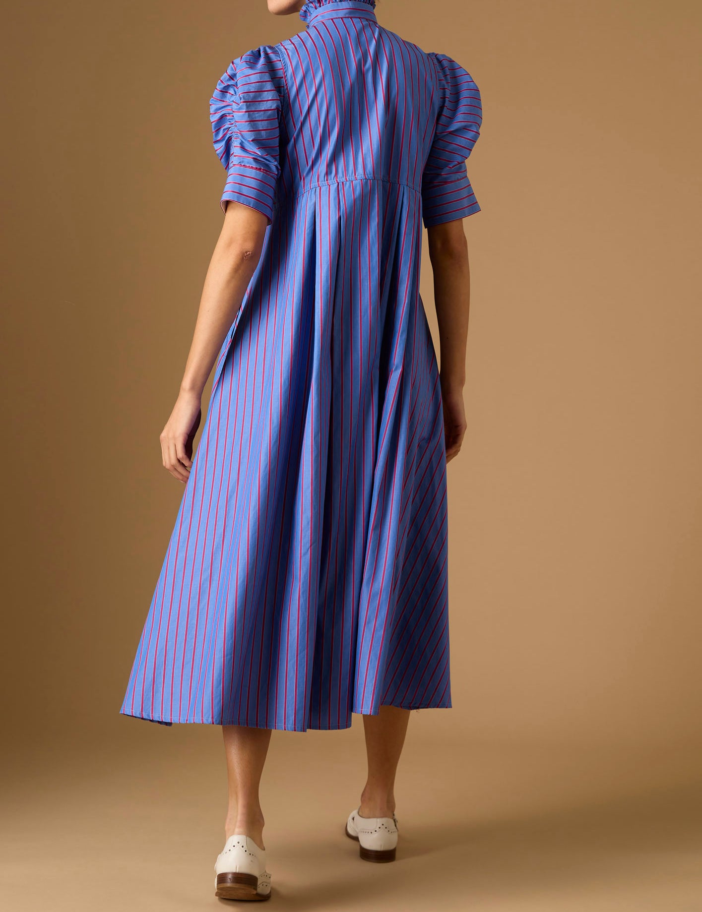 Back view of Venetia Bluet Cherry Stripes Dress by Thierry Colson