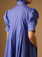 Close up of Back Venetia Bluet Cherry Stripes Dress by Thierry Colson