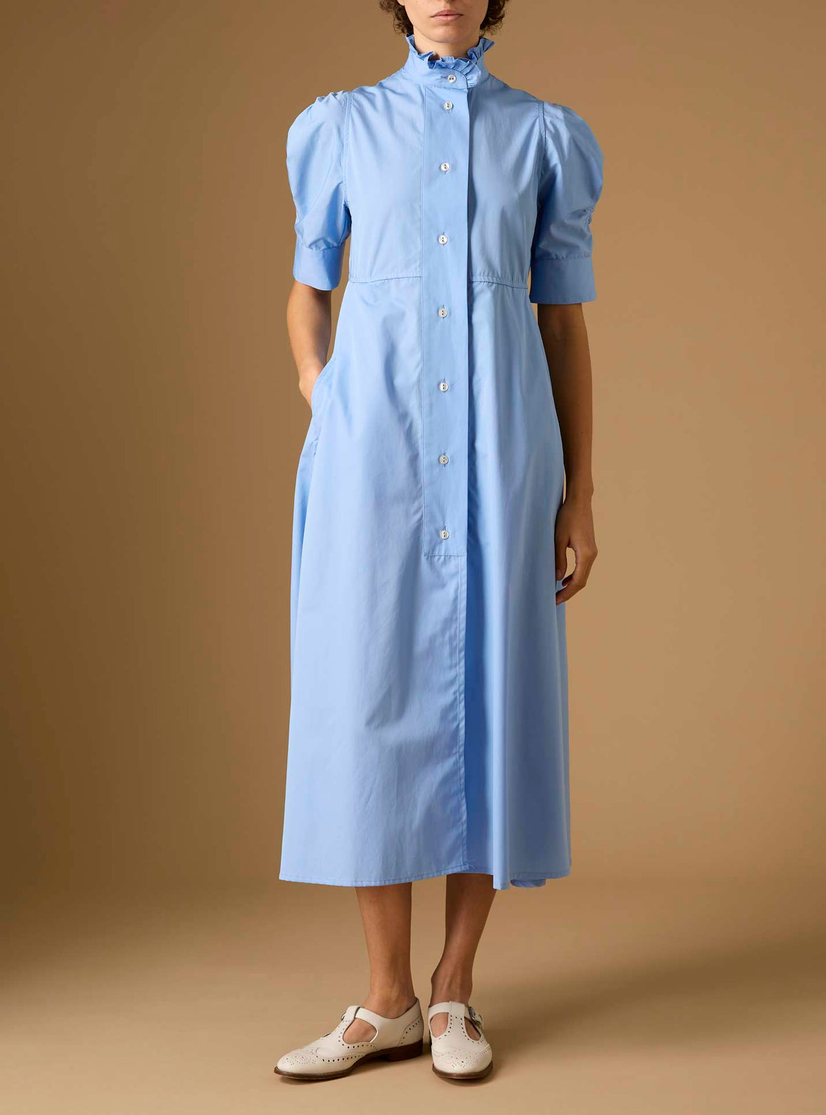 plain blue dress Venetia Poplin by Thierry Colson SIZE GUIDE Check Size Lace Dress | Lace PROMO::LOOK35 Size:US 14 / EU 46 / UK 18 Womens dresses