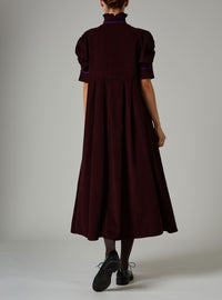 Venetia Dress - Balkanic Embroidery - Chocolate / Cobalt & Purple