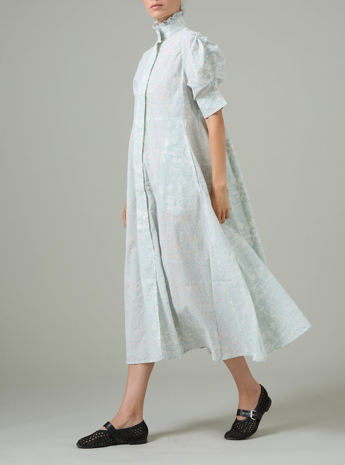 Venetia Dress - Elizabethan Block Print - Mint
