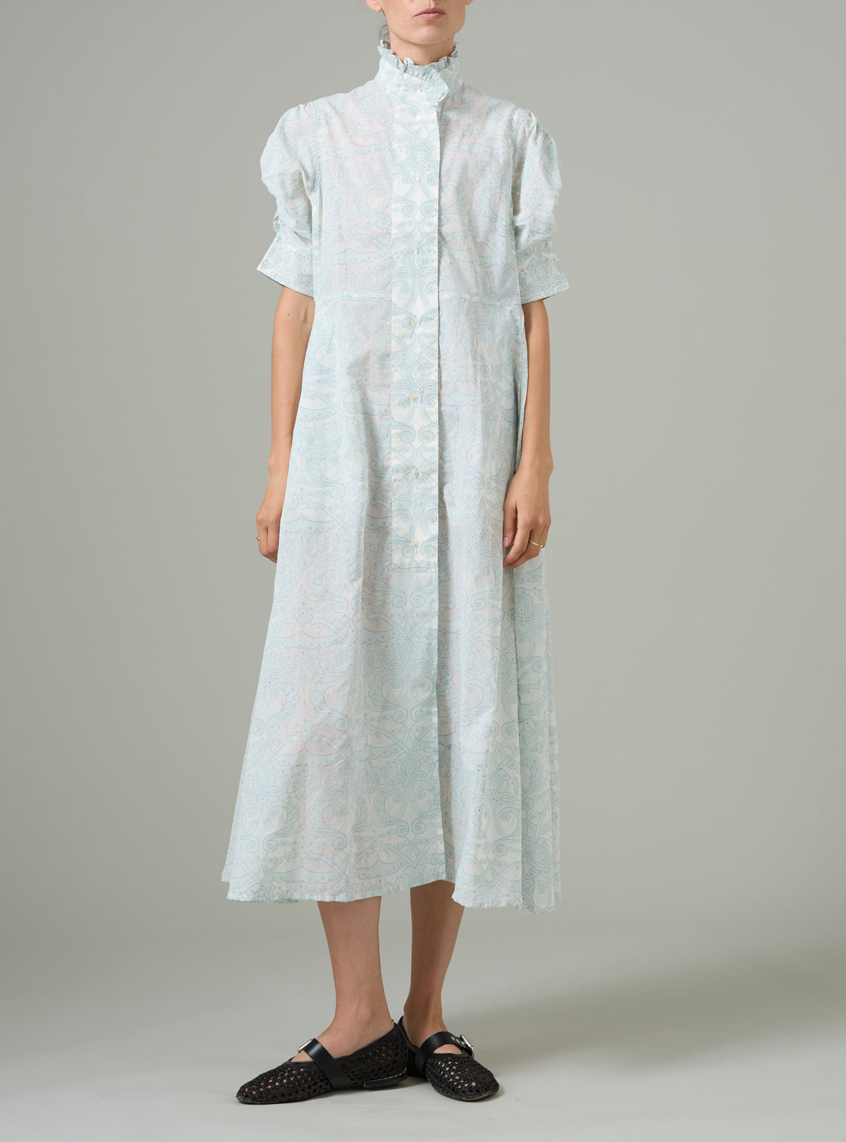 Venetia Dress - Elizabethan Block Print - Mint