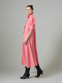 Venetia Short Sleeves Dress - Flamingo Pink - Chiffon Fileté