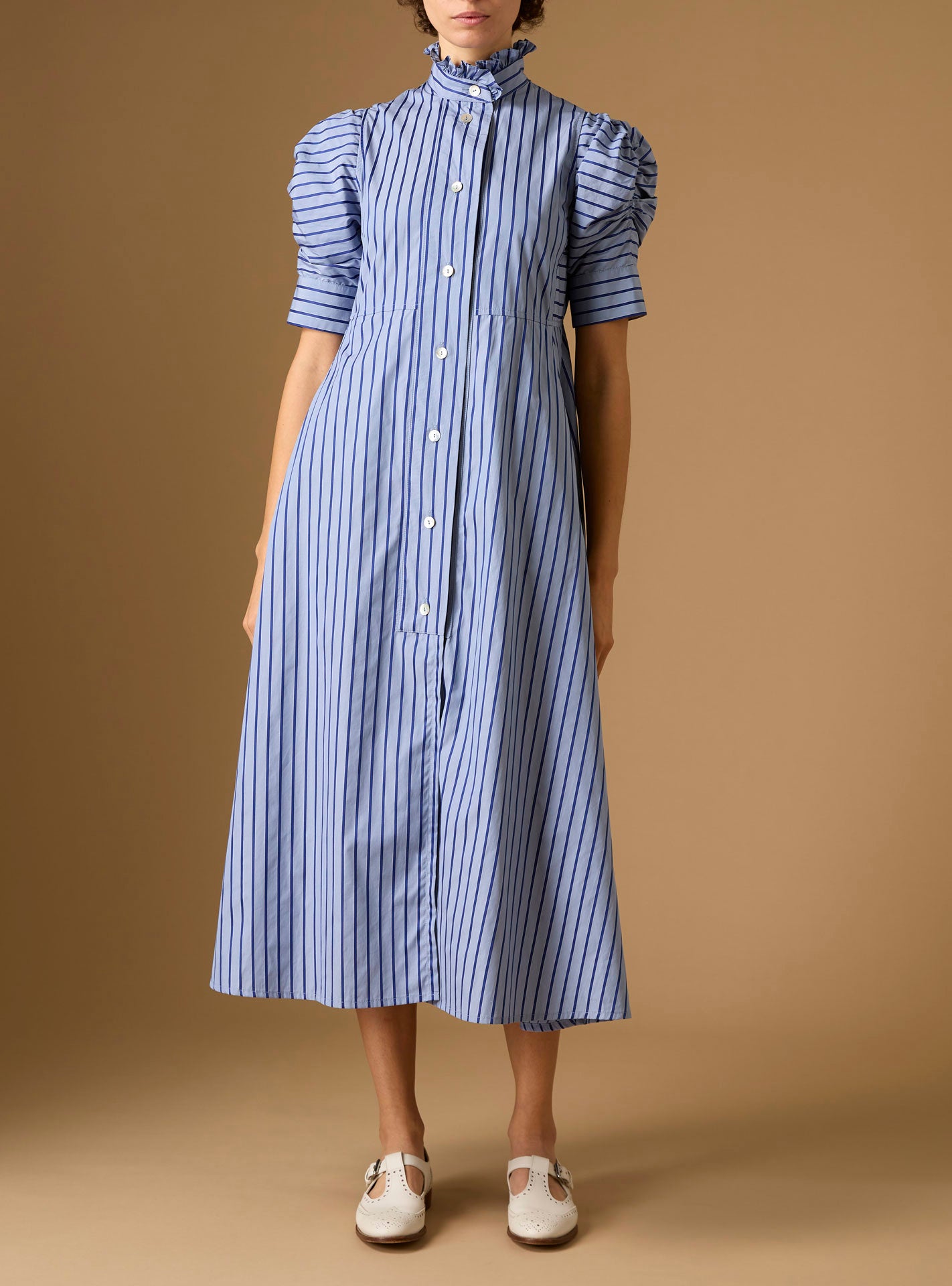 Venetia Dress County Grey Navy Stripes XS