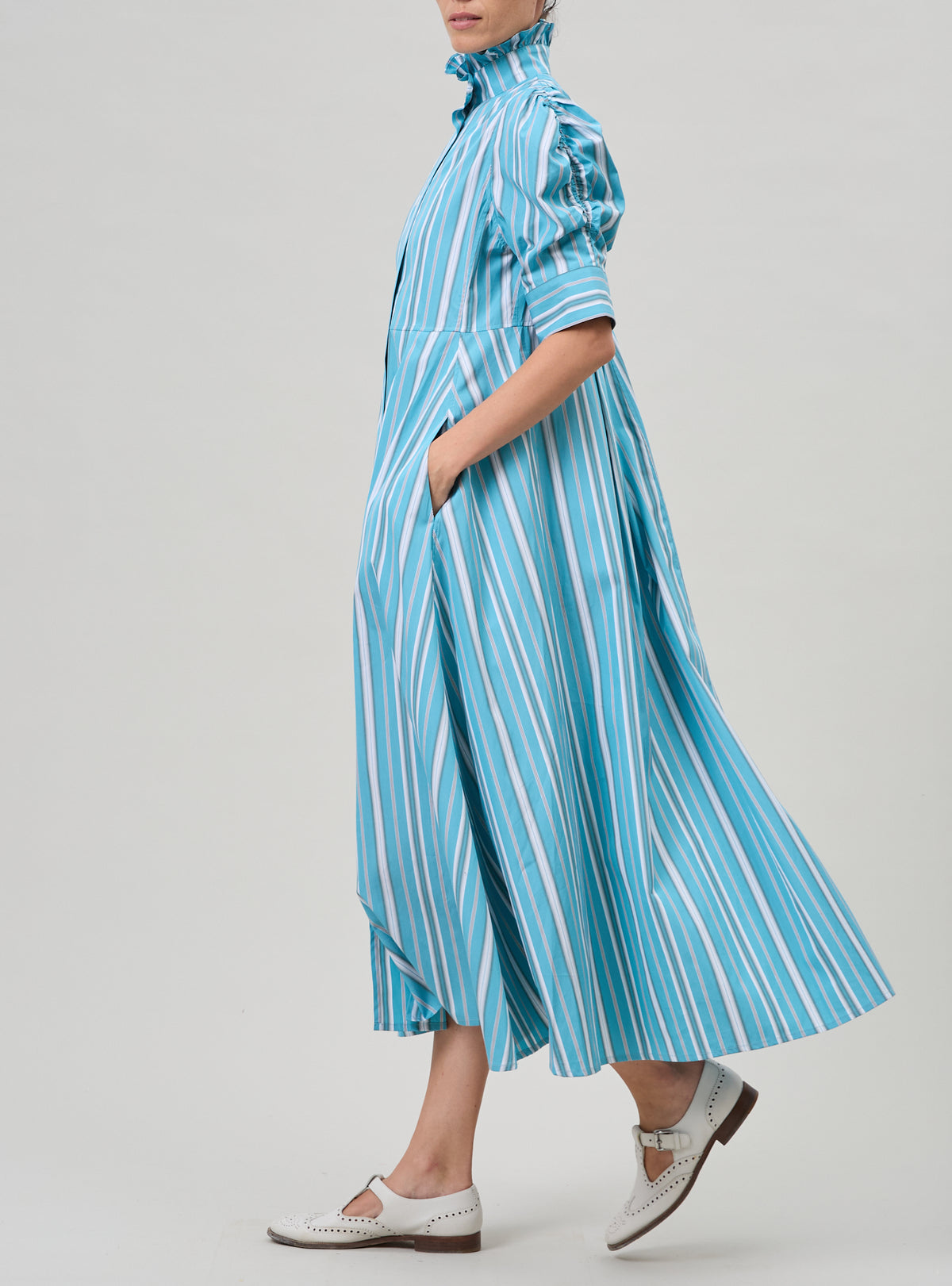 Venetia dress - Lagoon & White - Capri Stripes