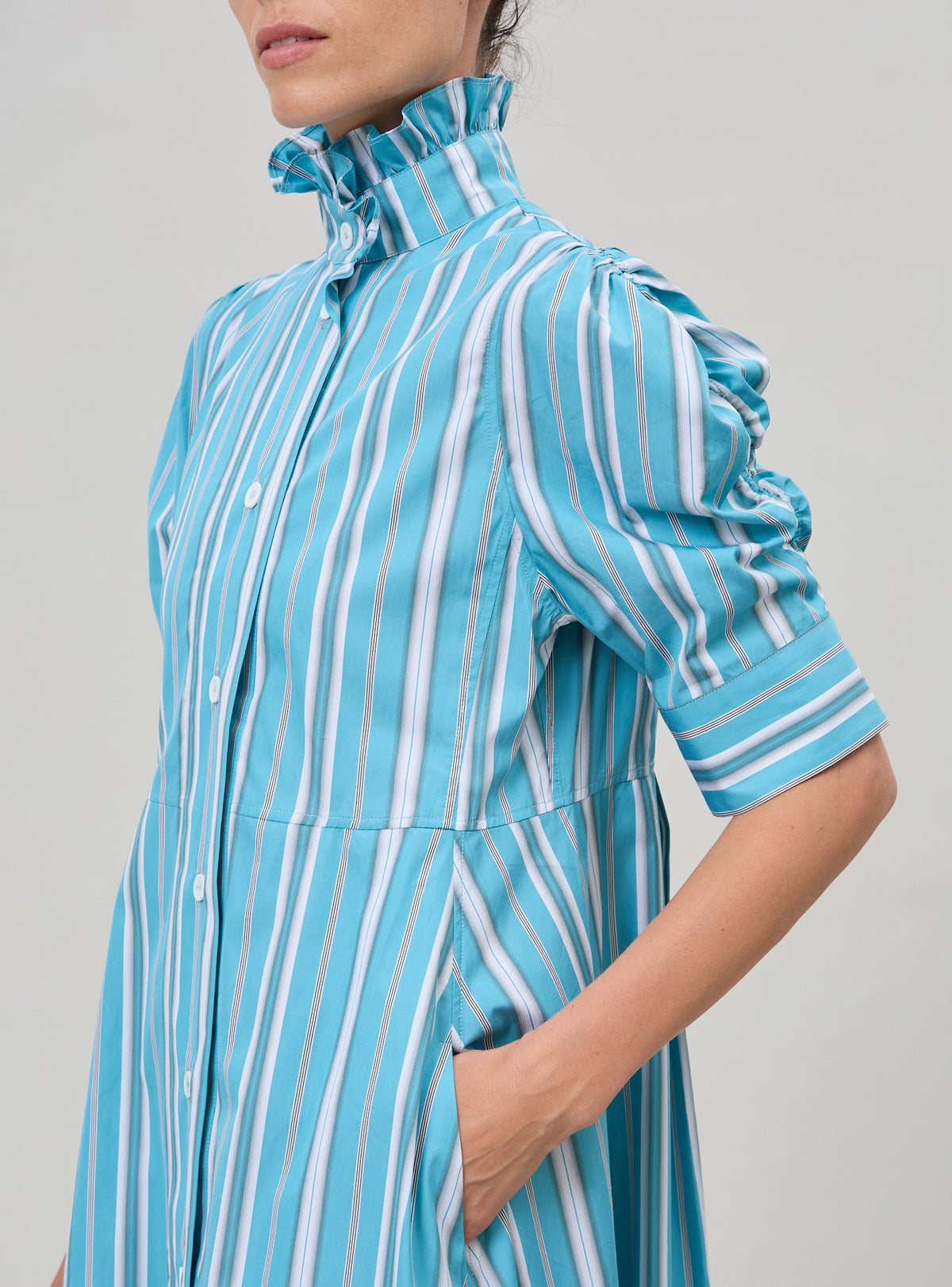 Venetia dress - Lagoon & White - Capri Stripes