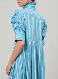 Venetia dress - Lagoon & White - Capri Stripes