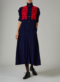 Venetia Dress - Balkanic Embroidery - Navy / Red