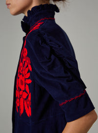 Venetia Dress - Balkanic Embroidery - Navy / Red