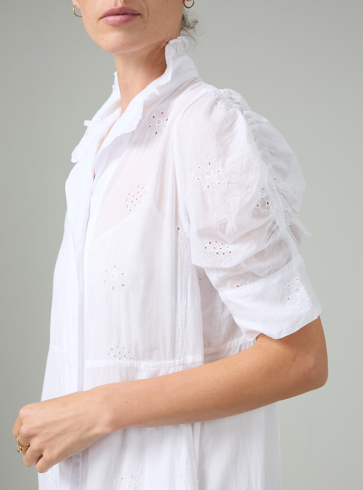 Venetia Dress - Off-White -  Floral Eyelet