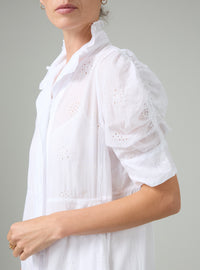 Venetia Dress - Off-White -  Floral Eyelet