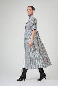 Venetia Short Sleeves Dress - Pink & Teal - Ascot Stripes