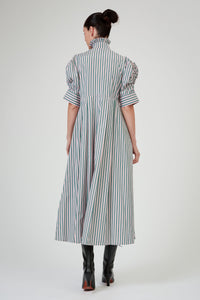 Venetia Short Sleeves Dress - Pink & Teal - Ascot Stripes