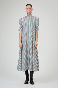 Venetia Short Sleeves Dress - Pink & Teal - Ascot Stripes