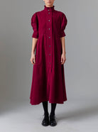 Front view of Venetia Plum Dress - Tirolean Cord by Thierry Colson