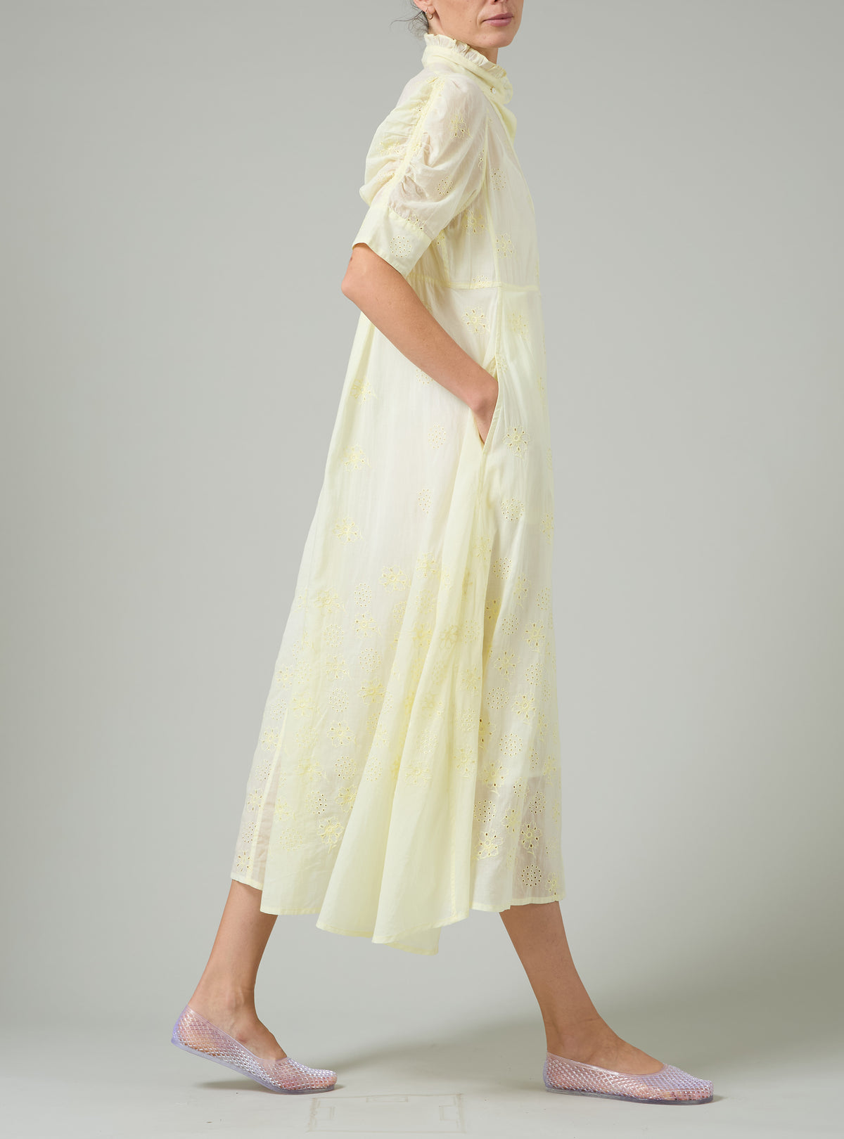 Venetia Dress - Tender Yellow - Floral Eyelet
