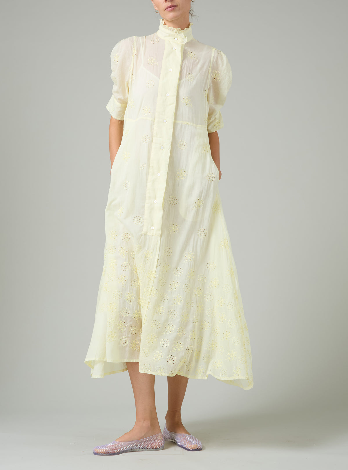 Venetia Dress - Tender Yellow - Floral Eyelet