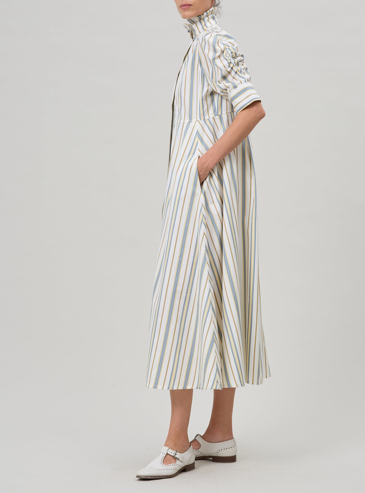 Venetia dress - Yellow & Grey - Capri Stripes