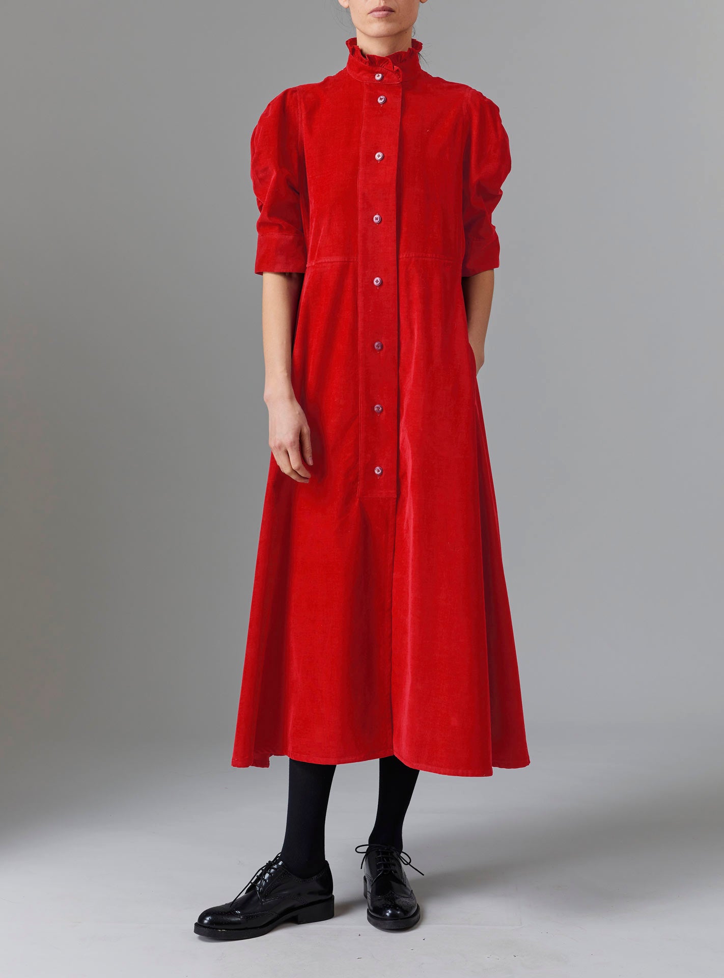 Front view of Venetia Red Dress - Tirolean Cord by Thierry Colson