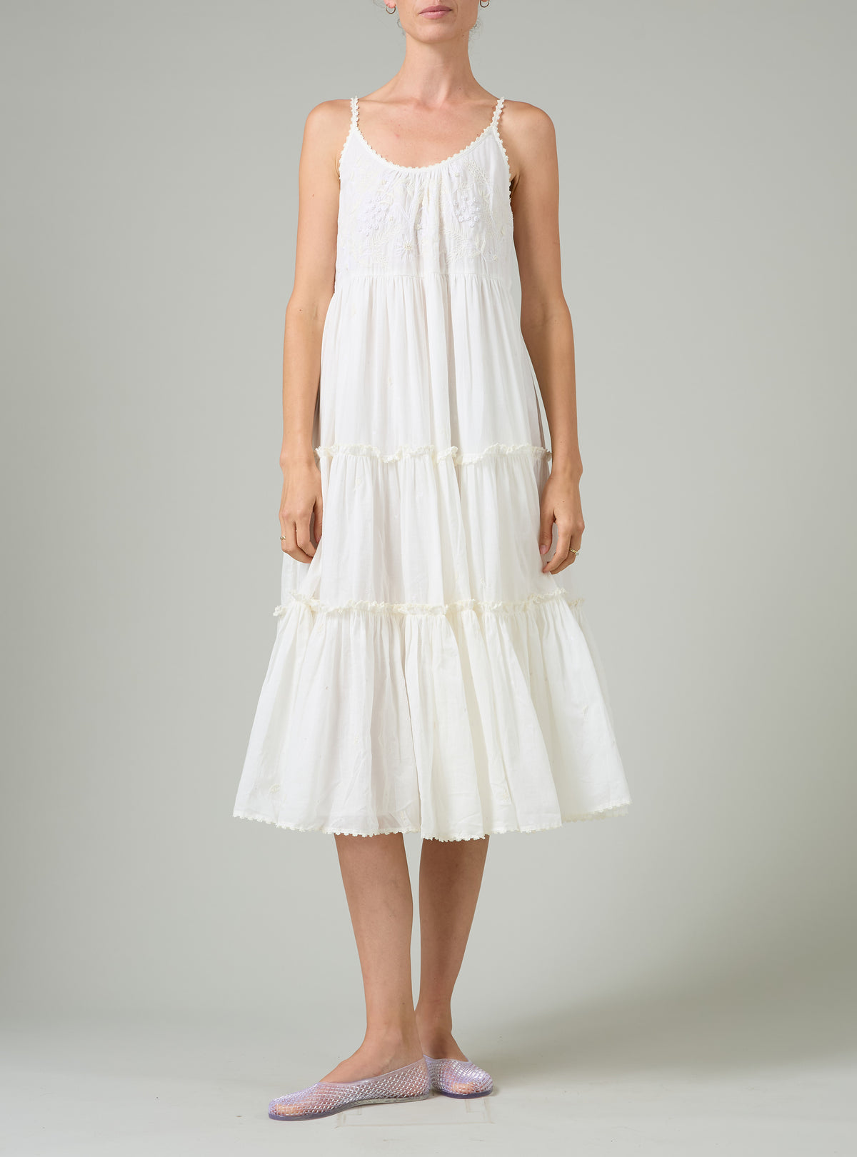 Veruschka Dress - Wild Flower Embroidery - Off-White