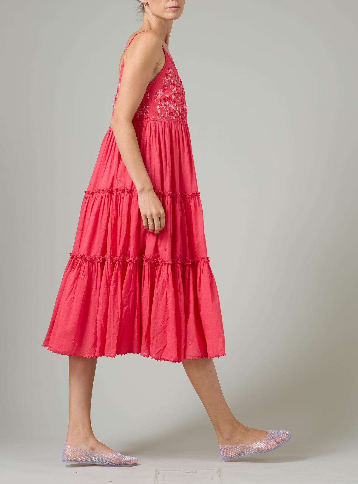 Veruschka Dress - Wild Flower Embroidery - Raspberry