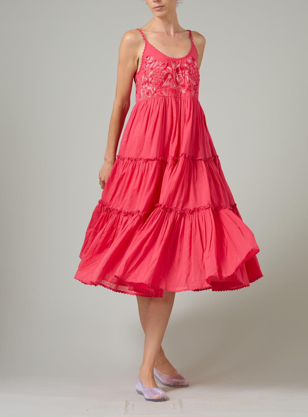 Veruschka Dress - Wild Flower Embroidery - Raspberry