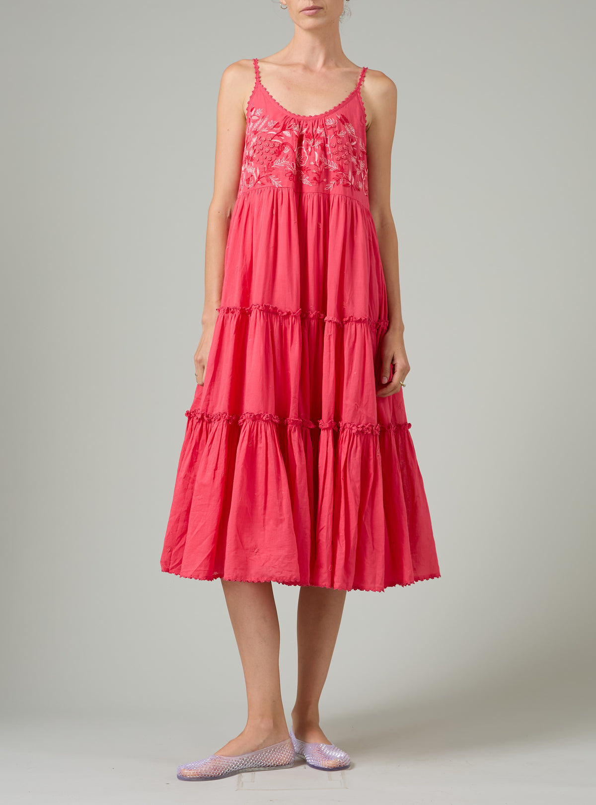 Veruschka Dress - Wild Flower Embroidery - Raspberry