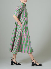 Venetia Dress - Victorian Check - Green and Pink
