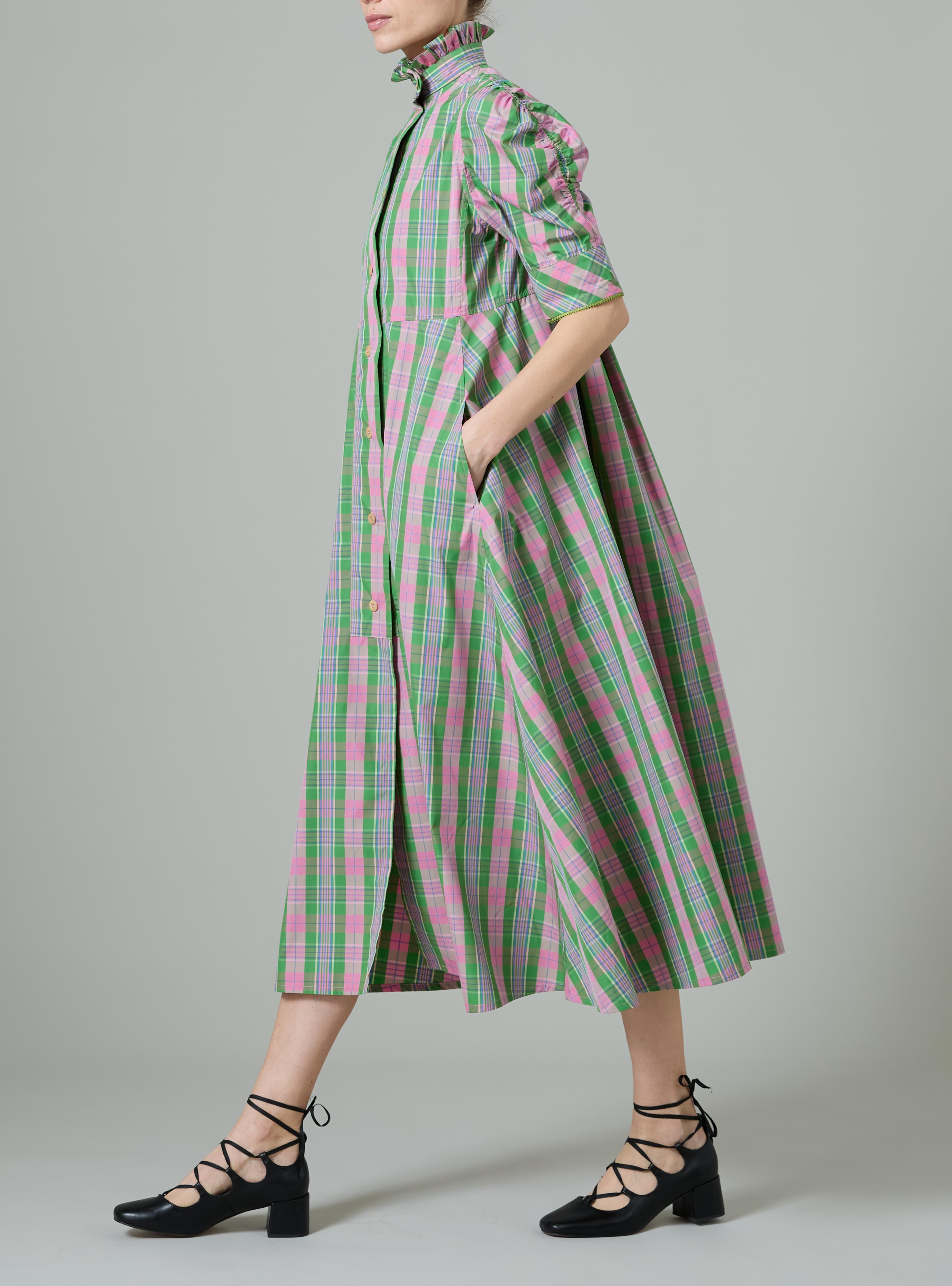 Vike Blouse - Victorian Check - Blue and Grey – Thierry Colson