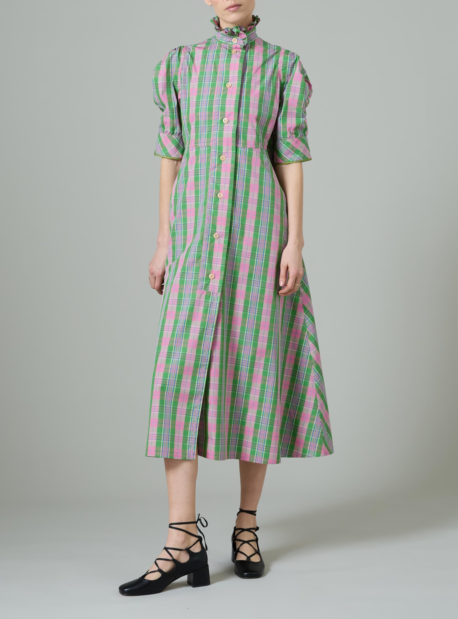 pink and green striped dress Venetia Dress - Victorian Check