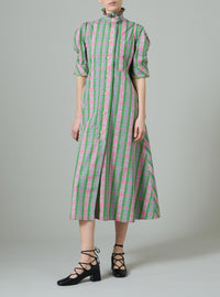 Venetia Dress - Victorian Check - Green and Pink