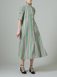 Venetia Dress - Victorian Check - Green and Pink