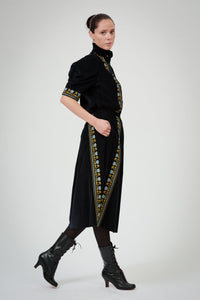 Yulia Skirt - Black - Embroidered Corduroy